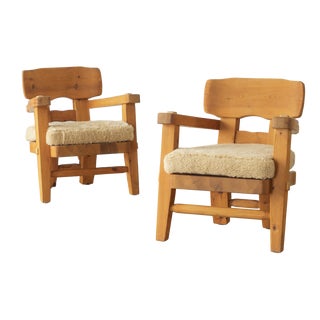 Pine Lounge Chairs by Stig Sandqvist, 1960s, Set of 2 For Sale