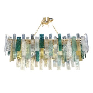 Large Italian Murano Glass Listelli Chandelier with Rectangular Strip Design by Simoeng for Simoeng For Sale
