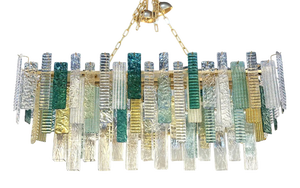 Large Italian Murano Glass Listelli Chandelier with Rectangular Strip Design by Simoeng for Simoeng