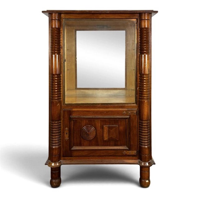 Oak Display Cabinet with Fluted Columns in the style of Dudouyt, 1930s For Sale - Image 9 of 9