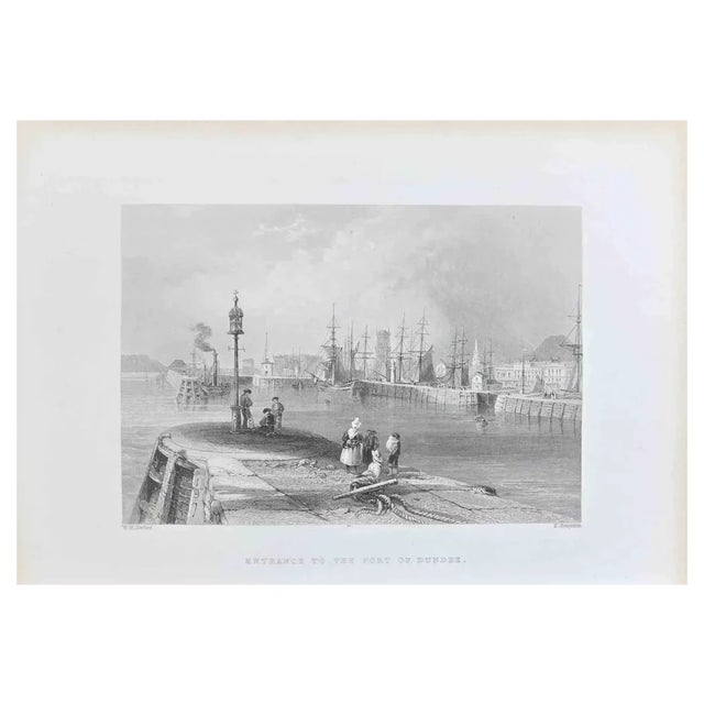 William Henry Bartlett, Entrance to the Port of Dundee, Lithograph, 19th Century For Sale