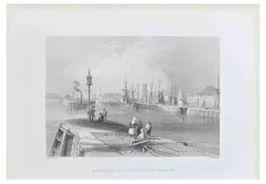 William Henry Bartlett, Entrance to the Port of Dundee, Lithograph, 19th Century