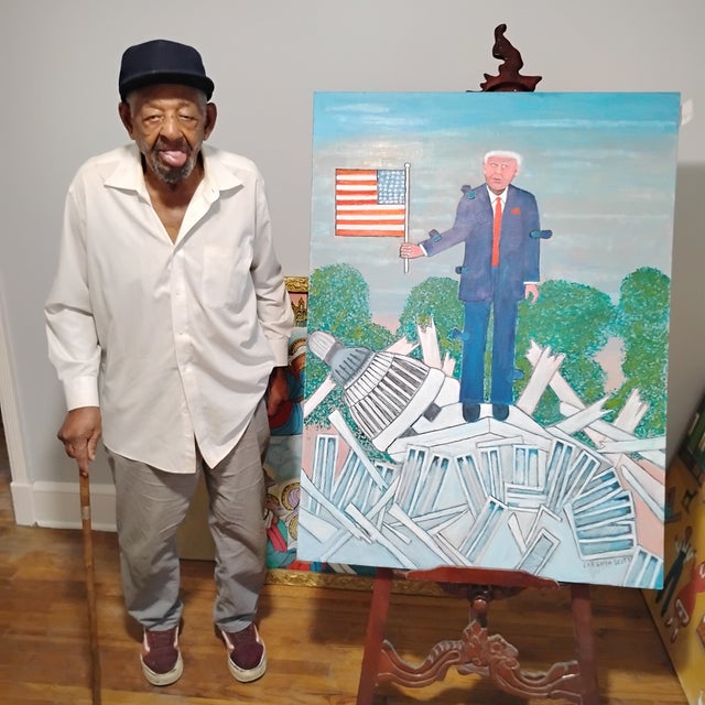 Original Lorenzo Scott Oil Painting "Donald Trump Done Torn the White House Down". For Sale - Image 14 of 16