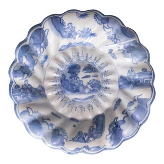 Antique Lobed Frankfurt Delft Chinoiserie Charger, C. 1700 For Sale