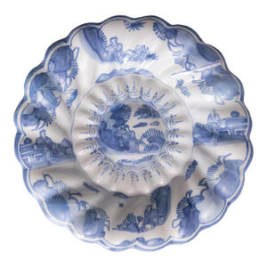 Antique Lobed Frankfurt Delft Chinoiserie Charger, C. 1700