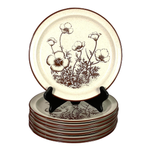 1970s Noritake “Desert Flowers” Stoneware Dinner Plates – Set of 7
