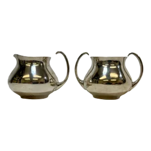 Vintage Set of Mappin & Webb Silver Plate Creamer and Sugar Bowl Designed by Eric Clements in England - Circa 1960