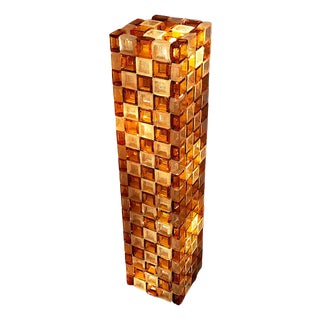 Floor Lamp in Amber and Crystal Pulegoso Glass by Poliarte, Italy, 1970s For Sale
