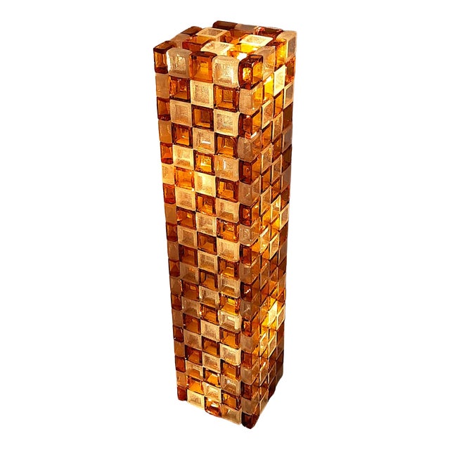 Floor Lamp in Amber and Crystal Pulegoso Glass by Poliarte, Italy, 1970s For Sale