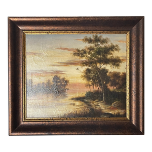 1960s Highwaymen Lanscape Oil on Canvas Signed Valdivia