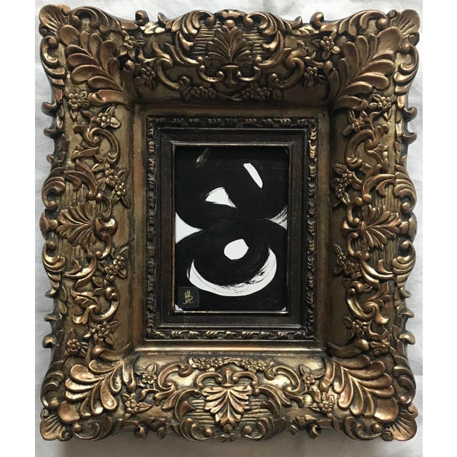 Leslie Poteet Busker “Nouveau No. 27” Contemporary Black and White Abstract Painting. Framed For Sale - Image 4 of 4