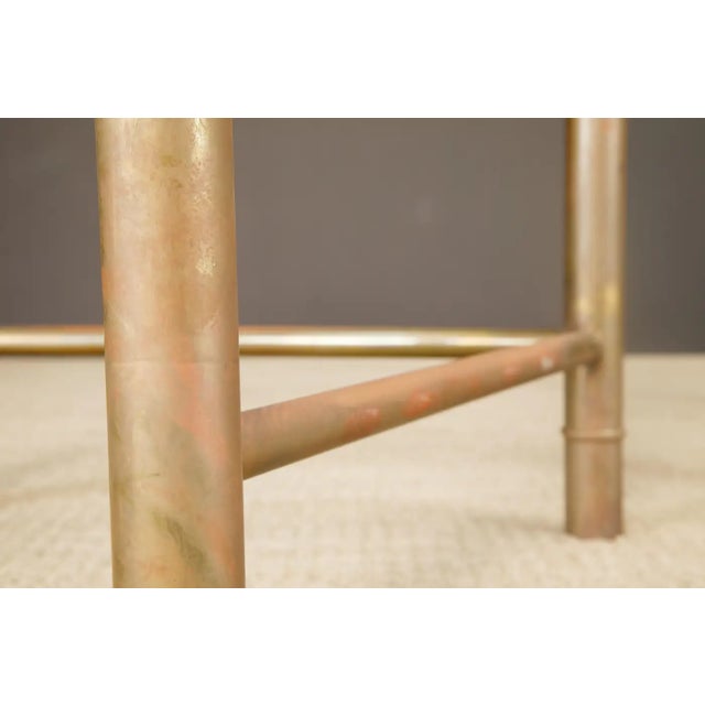 Brass Mastercraft Patinated Brass Faux Bamboo Dining Table / Desk Bases, 1970s For Sale - Image 8 of 16