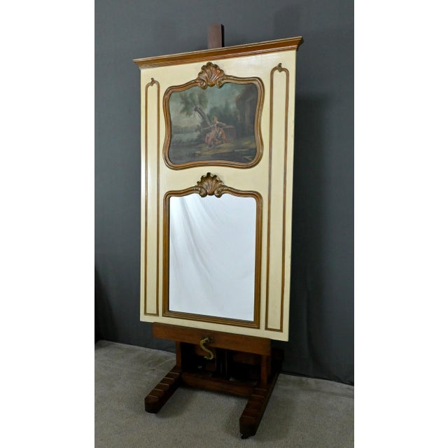Late 19th Century Louis XV Painted Wooden Trumeau Mirror For Sale - Image 3 of 15