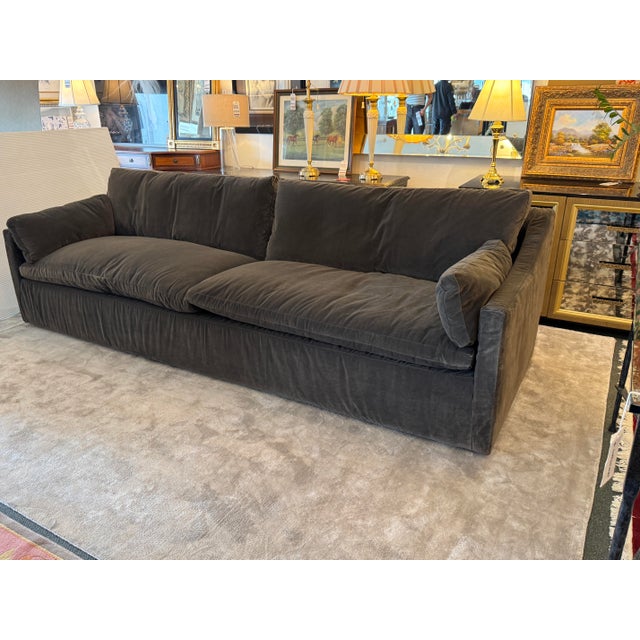 Restoration Hardware Cloud Slope Arm Sofa, Graphite Velvet For Sale - Image 10 of 12