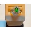 1.5 Ct Oval Cut Natural Emerald & 2 Ct Natural Diamond Halo Engagement Ring For Sale - Image 9 of 18