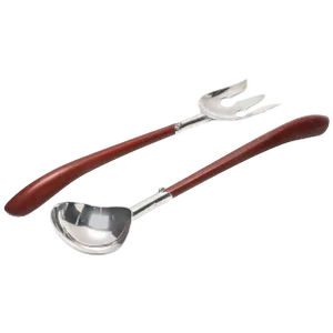 Mid-Century Mexican Sterling Silver and Wood Salad Servers