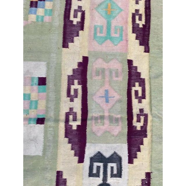 1950s Large Indian Dhurrie Flat-Woven Rug For Sale - Image 5 of 14