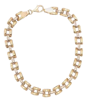 18 Karat Two-Tone Yellow and White Gold Fancy Link Bracelet