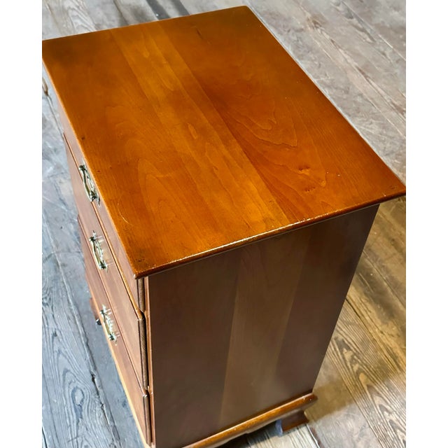 Stickley Solid Cherry Three-Drawer Nightstand or Bedside Chest With Brass Hardware For Sale - Image 6 of 10