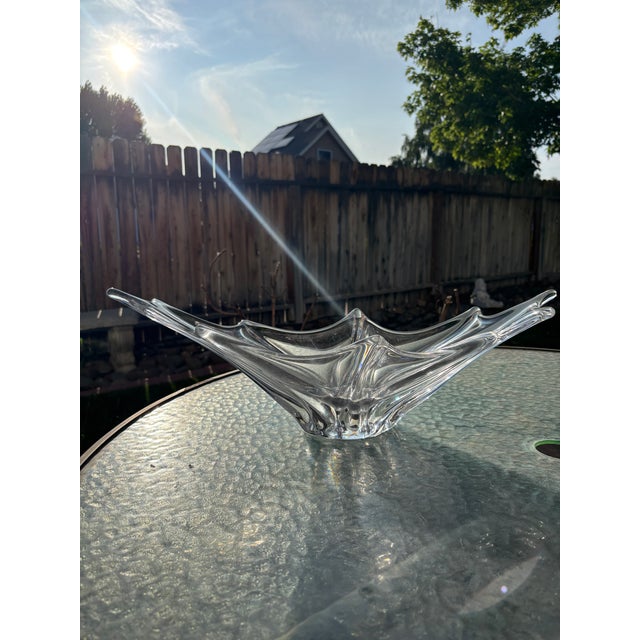 Contemporary Vintage Extra Large Signed Daum France Crystal Sculptural Freeform Centerpiece Bowl For Sale - Image 3 of 4