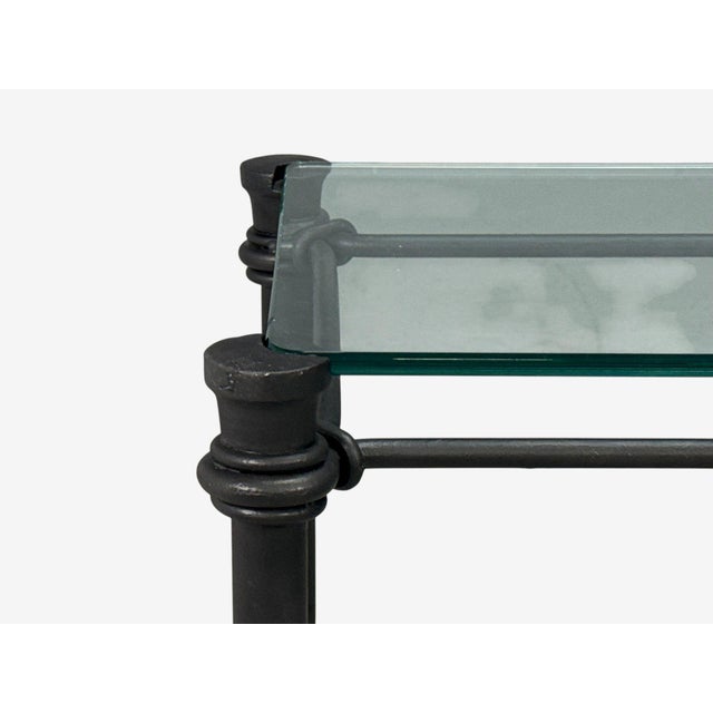 Black Giacometti Style, Console Table, Forged Metal, Glass, Usa, 1970s For Sale - Image 8 of 15