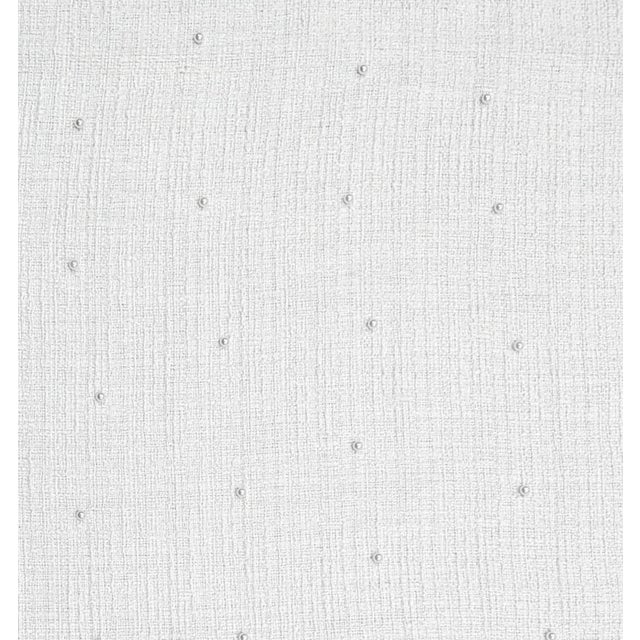 Vintage Hollywood Regency Voyage Maison Pearl Embellished Snow Boucle Tweed Fabric- 4 Yards For Sale - Image 4 of 9