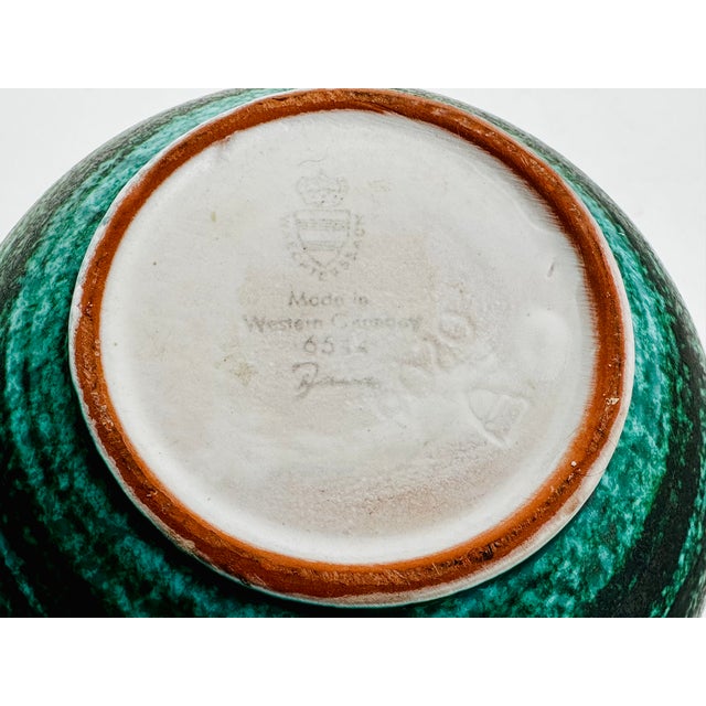 Ceramic Mid-Century Green Ceramic Model Java Vase with Striped Decoration by Wächtersbach, Germany, 1960s For Sale - Image 7 of 11