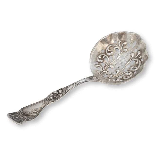 Sterling Silver Cucumber Serving Spoon For Sale - Image 4 of 4