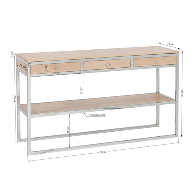 Cream Pasargad Home Oren Console Table With 3 Drawers For Sale - Image 8 of 8