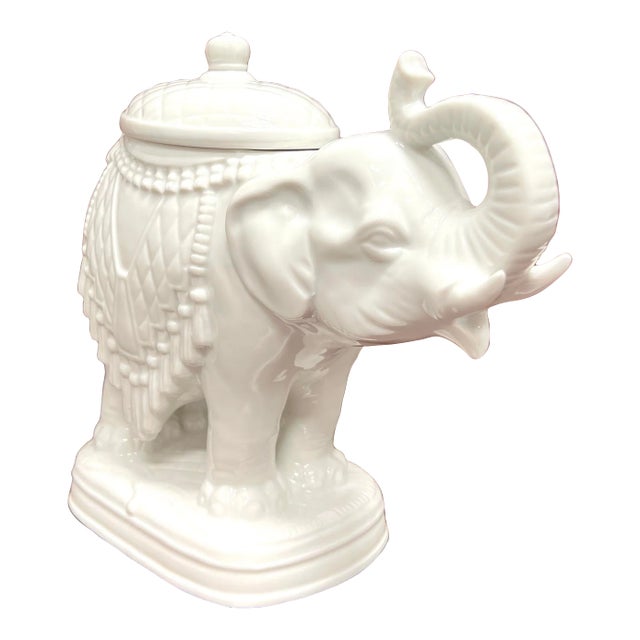 Andrea by Sadek White Porcelain Elephant Candy Dish For Sale