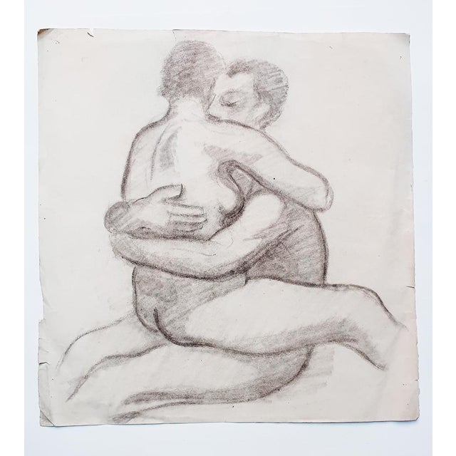 Couple is an original drawing in pencil realized by an unknown artist of the XX century. Sheet dimension: 39 x 38 cm Very...