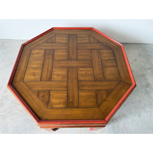 Wood Vintage Baker Furniture Chinoiserie Style Octagonal Coffee Table For Sale - Image 7 of 18