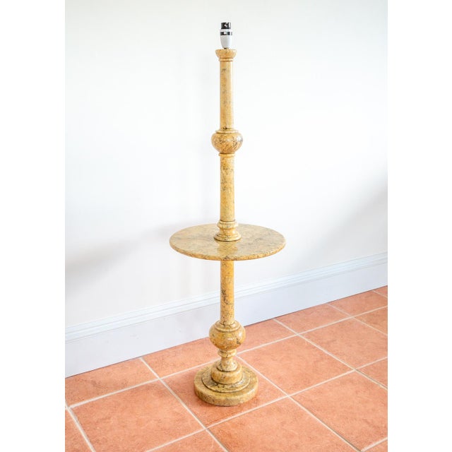 Gray Italian Pedestal Alabaster Lamp with Table Shelf, 1950s For Sale - Image 8 of 18