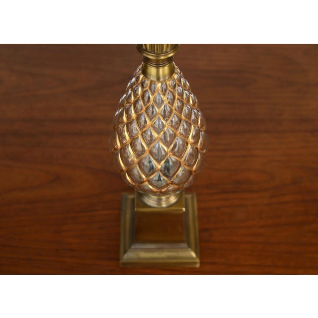 Mid-Century Hollywood Regency Glass Pineapple Table Lamp With Gold and Brass Accents For Sale - Image 11 of 13