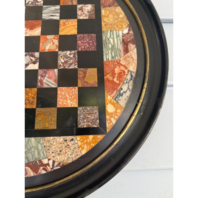 Grand Tour Italian Grand Tour Specimen Marble Circular Chessboard Plaque Pietra Dura 19th C For Sale - Image 3 of 10