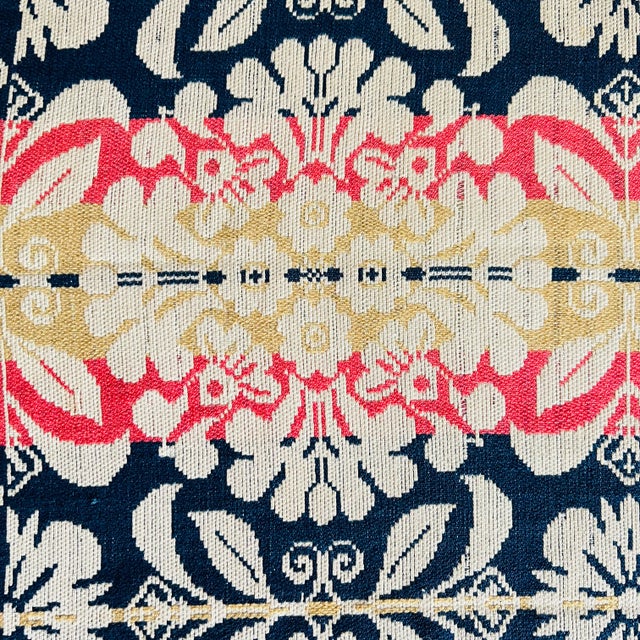 Mid 19th Century Mid 19th Century Floral Medallion Jacquard Signed Coverlet For Sale - Image 5 of 12