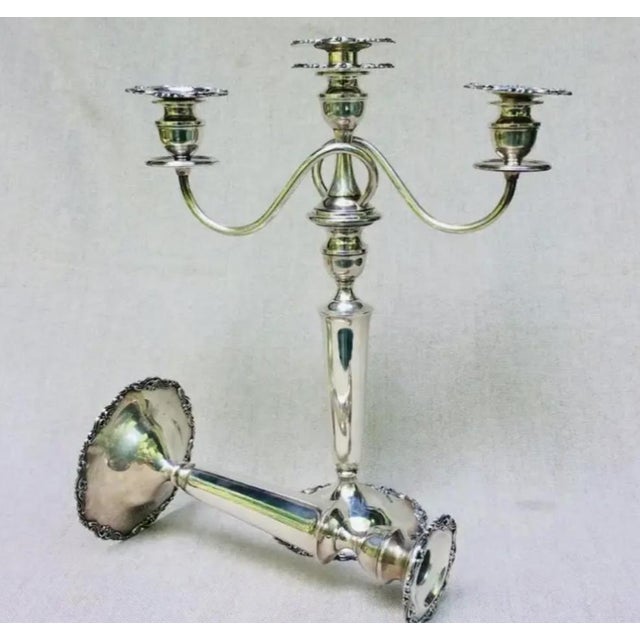 American Sterling Silver 3-Light Candelabra Pair by Mueck-Carey, Georgian Style For Sale - Image 17 of 18