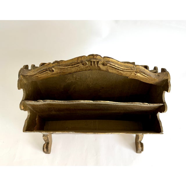 1960s Italian Florentine Giltwood Magazine Rack For Sale - Image 9 of 10