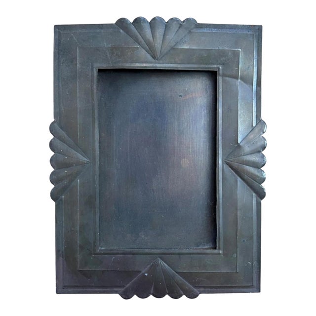 1930s Art Deco Handcrafted Metal Photo Frame With Fan Motifs, Jonathan Parks Estate For Sale