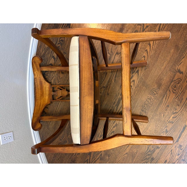 Vintage Milling Road by Baker Maple Armchair With Neutral Plaid Upholstered Seat For Sale - Image 11 of 12