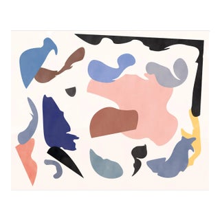 Contemporary Colorful Abstract With Organic Graphic Shapes Print - 24" X 30" Unframed For Sale