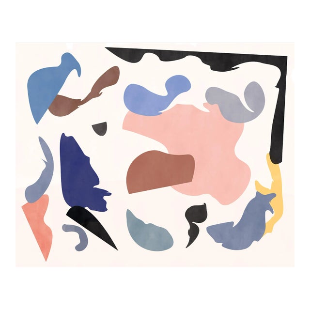 Contemporary Colorful Abstract With Organic Graphic Shapes Print - 24" X 30" Unframed For Sale