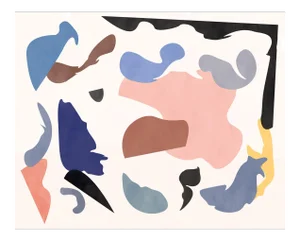 Contemporary Colorful Abstract With Organic Graphic Shapes Print - 24" X 30" Unframed