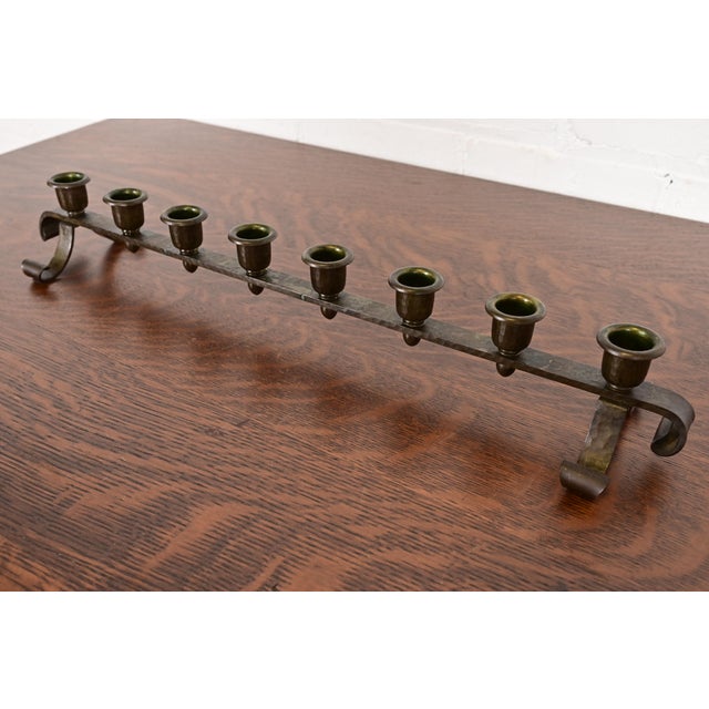 Roycroft Arts & Crafts Hammered Copper Eight-Light Candelabra For Sale - Image 12 of 12