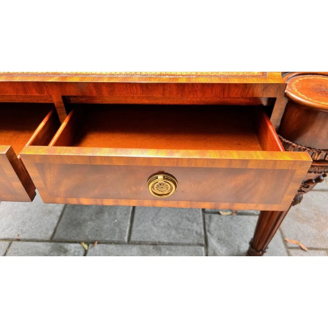 Maitland-Smith Leather Top Game Table W/ Chess & Backgammon, Carved Legs & Drawers For Sale - Image 10 of 13