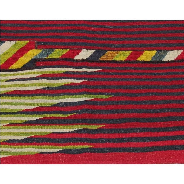 Red Handwoven Scandinavian Style Persian Kilim Area Rug - 4′3" × 5'10″ For Sale - Image 8 of 9