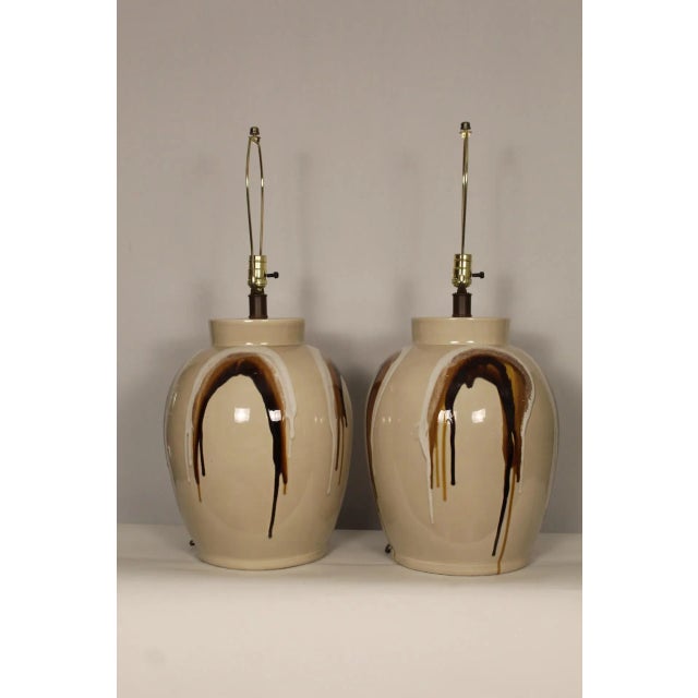 Tan Mid 20th Century Large Scale Jane and Gordon Martz Style Lamps - a Pair For Sale - Image 8 of 12