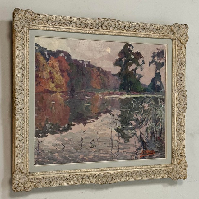 Framed Oil Painting on Canvas by Jean Stevan (1896-1962) 'The Pond in Autumn' For Sale - Image 4 of 15