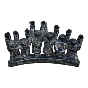 Mid Century Modern Brutalist Metal Menorah "Migration" Candle Holder