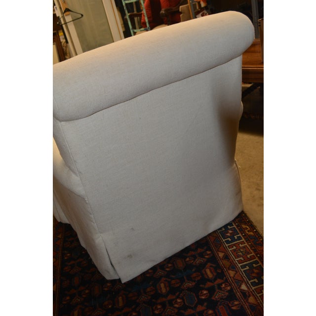 1990s Pearson Cream Woven Cotton Feather Down Mix Club Arm Lounge Chair For Sale - Image 11 of 15